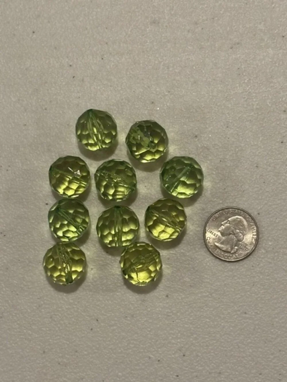 Lot of 29 Yellow & Green Acrylic Faceted Beads Gems Drops - 4 Designs/Sizes